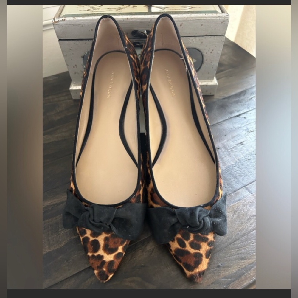 Ann Taylor Camryn Leopard Print Haircalf Bow Flats US 8.5 - Picture 4 of 9